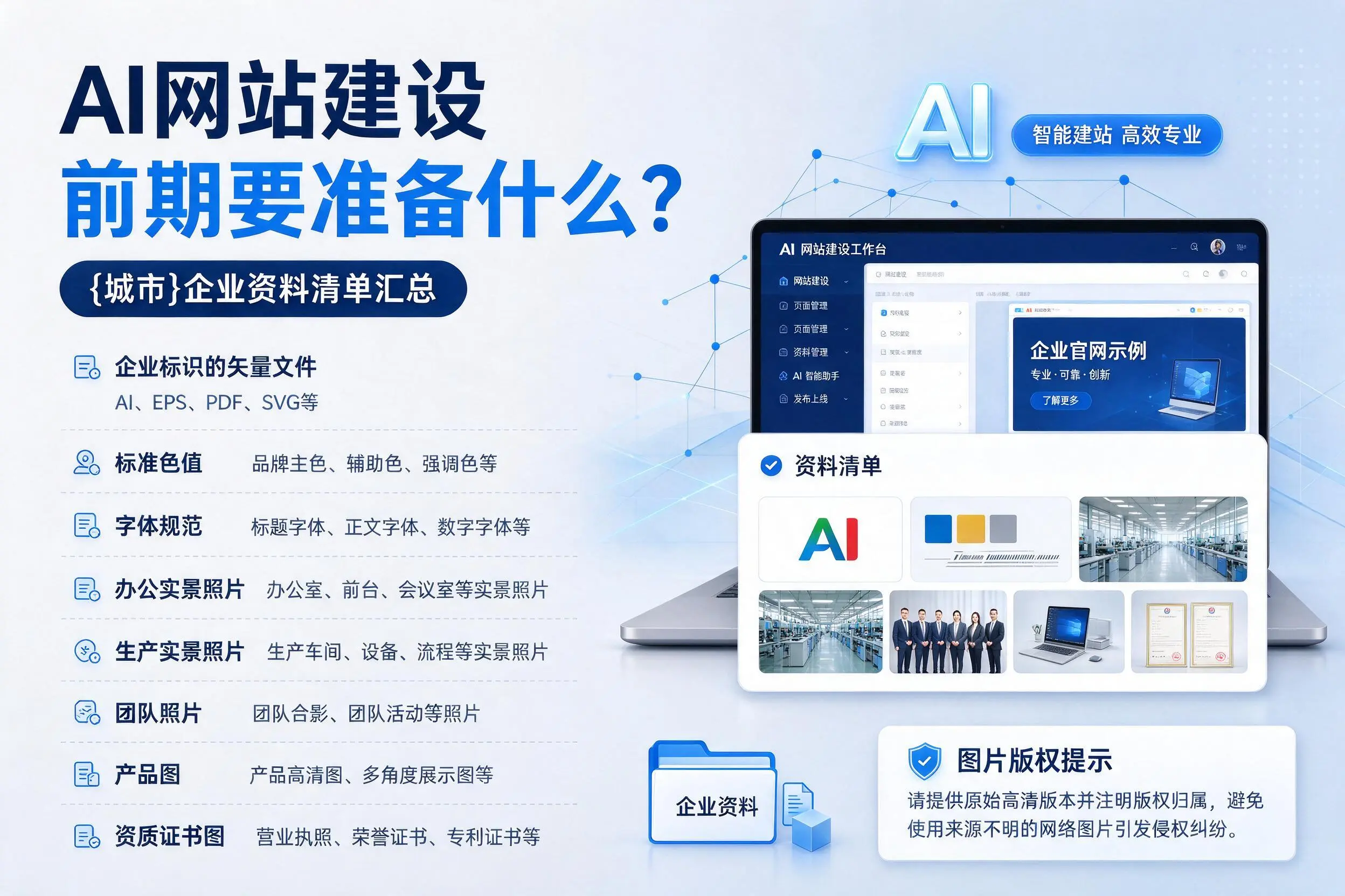 AI网站建设前期要准备什么？青海企业资料清单汇总